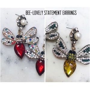 Stylish BEE Pearl and Crystal Statement Earrings-Boutique